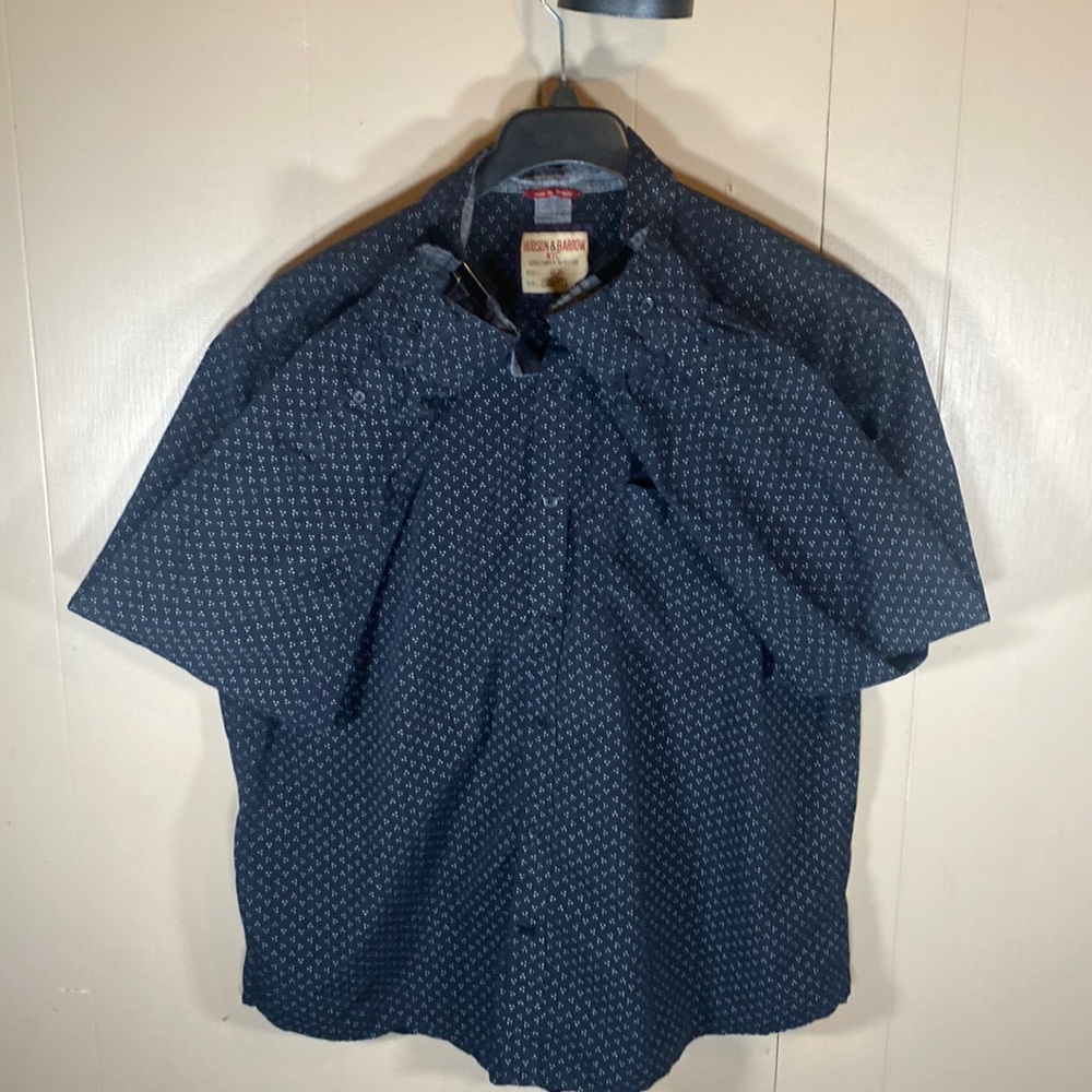 Hudson & Barrow NYC 2XL Black/White Dress Shirt